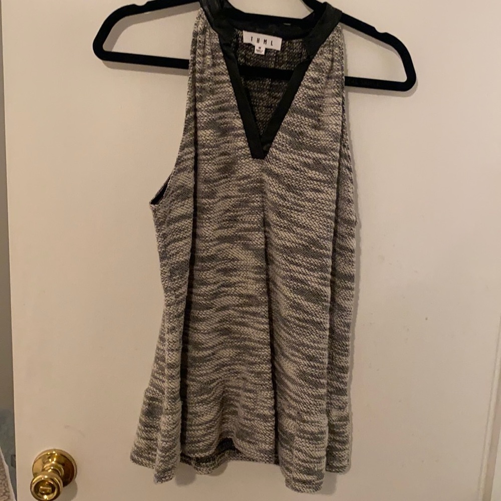 Leather embellished top!